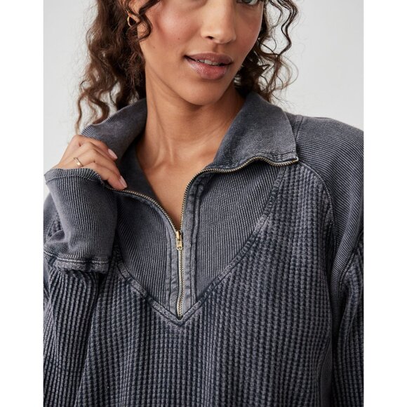 NWT FREE PEOPLE SOLD OUT One Ashton Zip Thermal / Charcoal SZ: XL - Picture 1 of 4